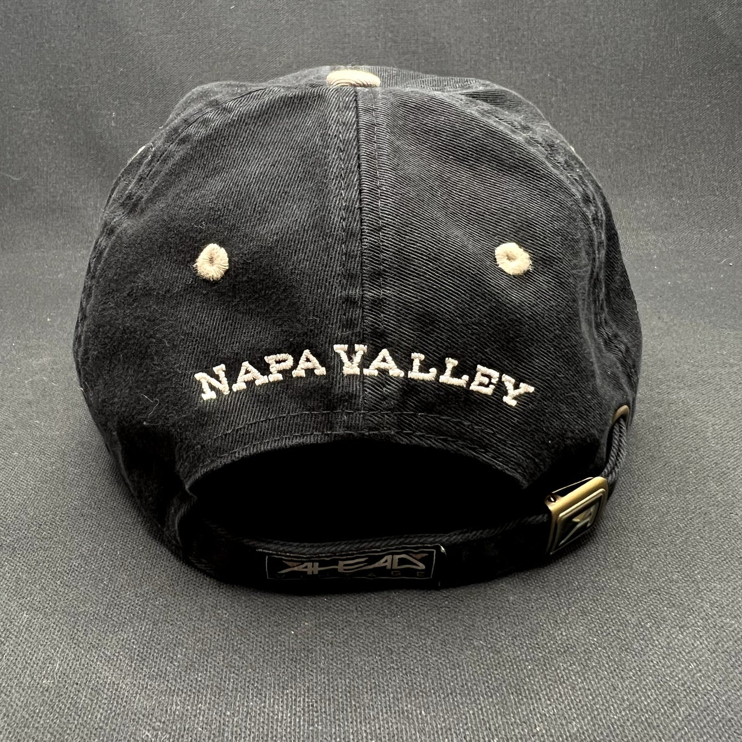 Retro Carte Blanche Napa Valley Strapback Hat Black AHEAD Vintage