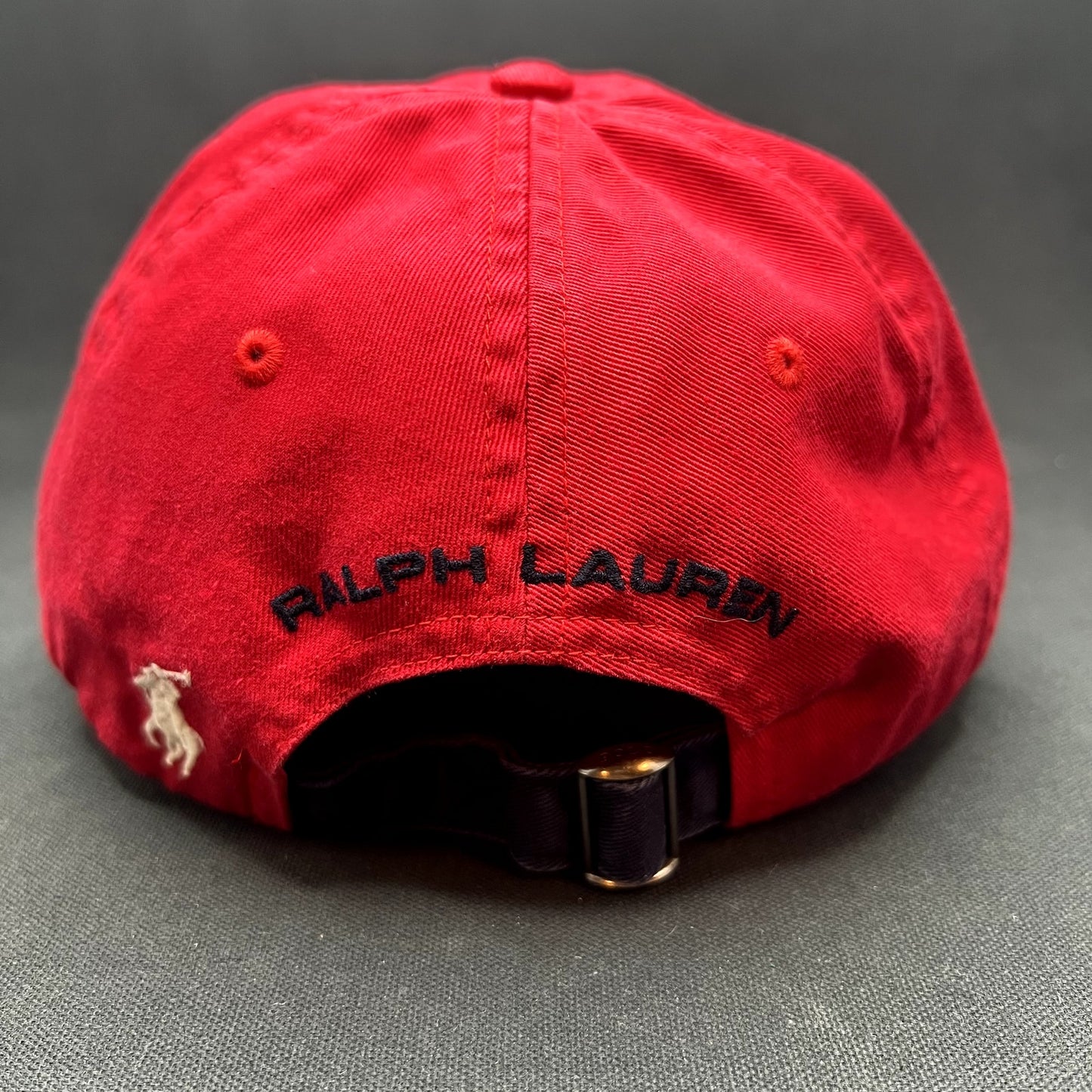 Polo Sport Ralph Lauren USA Flag Strapback Hat Red Spellout Cap