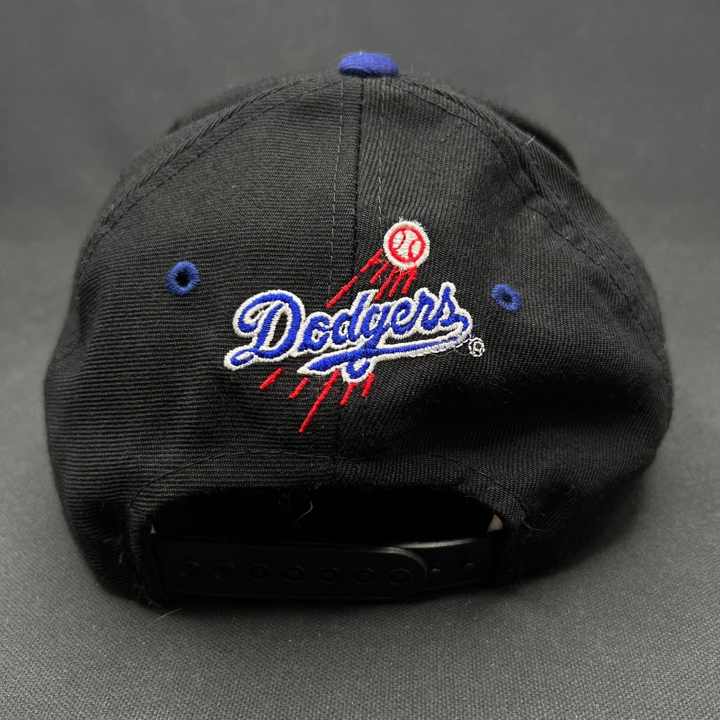 Vintage Hideo Nomo Dodgers Nutmeg Snapback Hat MLB Black Blue 90s