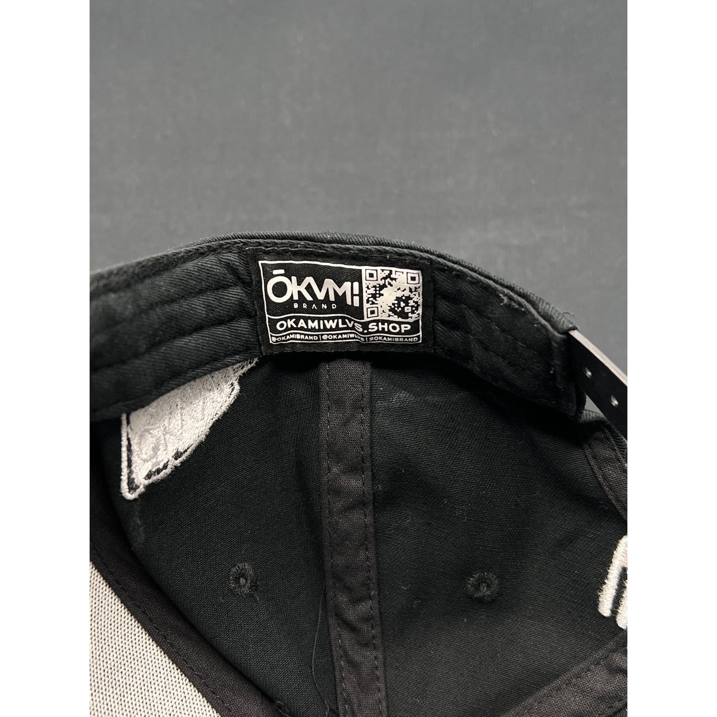 Okami Brand LV Las Vegas LA Flip Black Strapback Hat Streetwear Embroidered Logo