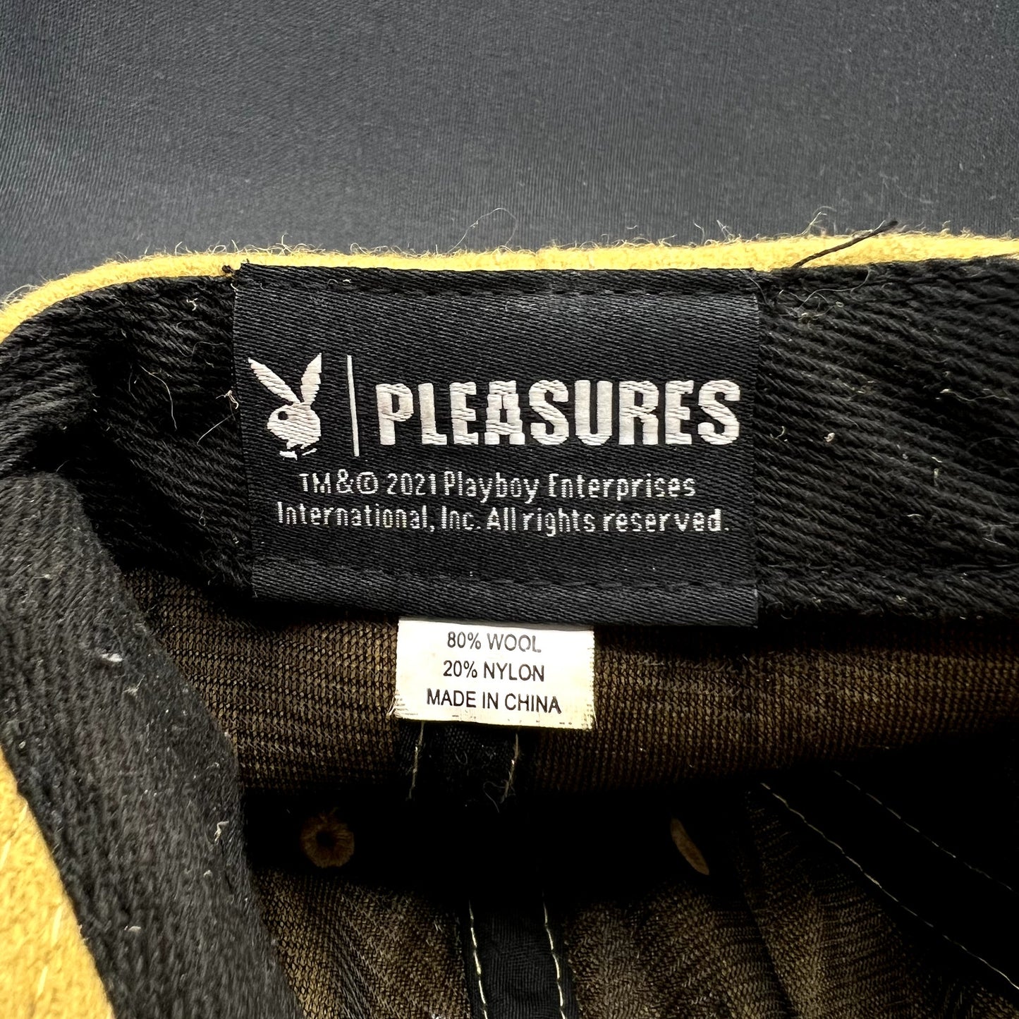 PLEASURES x Playboy Bunny Wool Strapback Hat Mustard 2021 Leather Strap