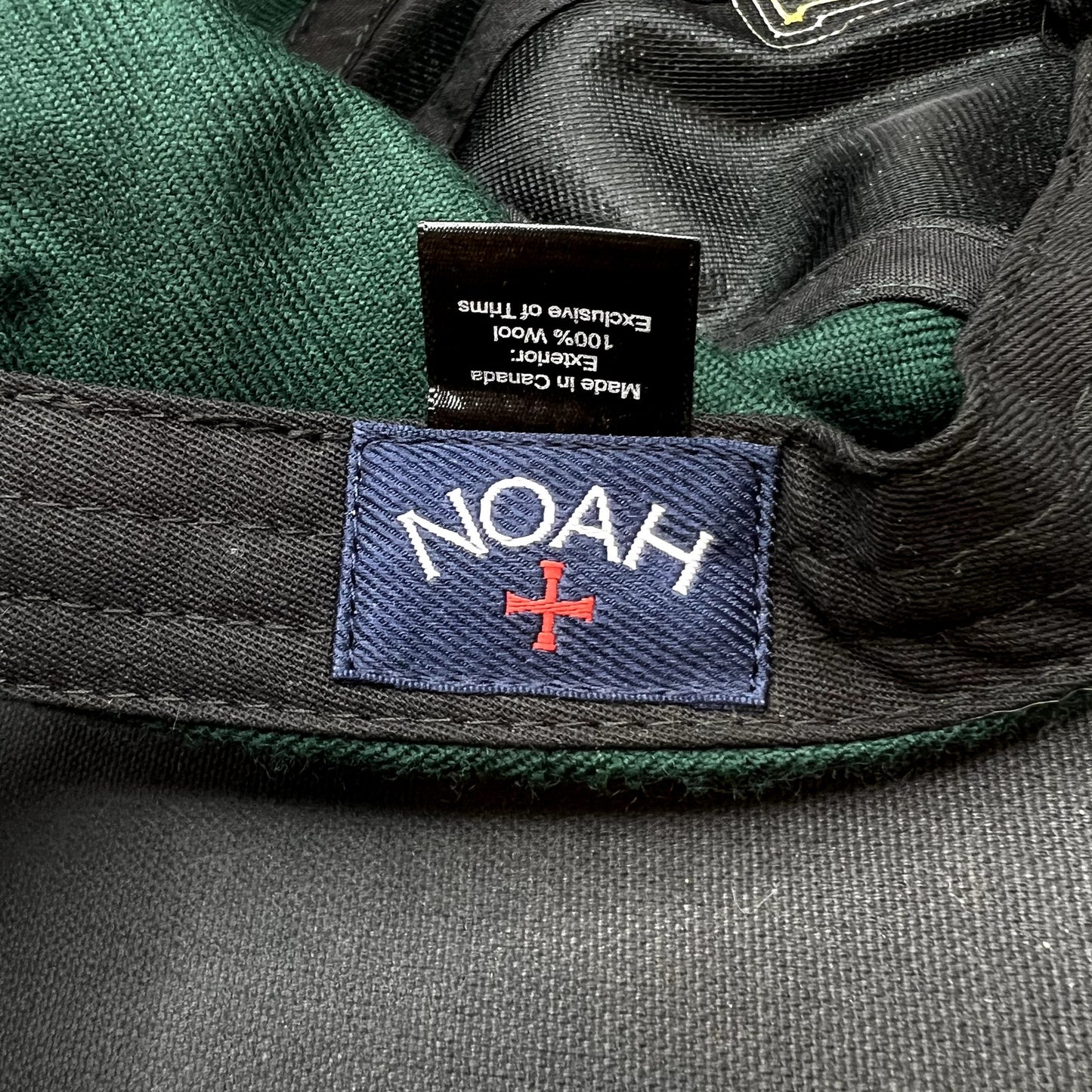 Noah NYC Wool Strapback Hat Green Yellow N Logo Leather Strap Cap Made in Canada