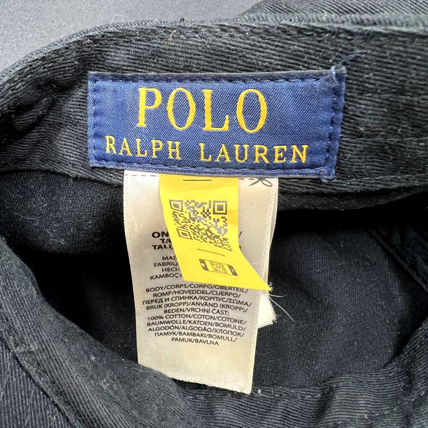 Polo Ralph Lauren Black Strapback Hat White Pony Logo Classic Sport Adjustable