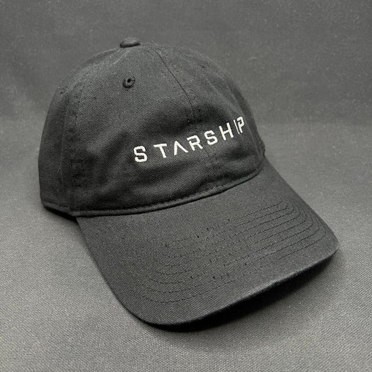 SpaceX Starship Strapback Hat Black Embroidered NASA Space Elon Musk