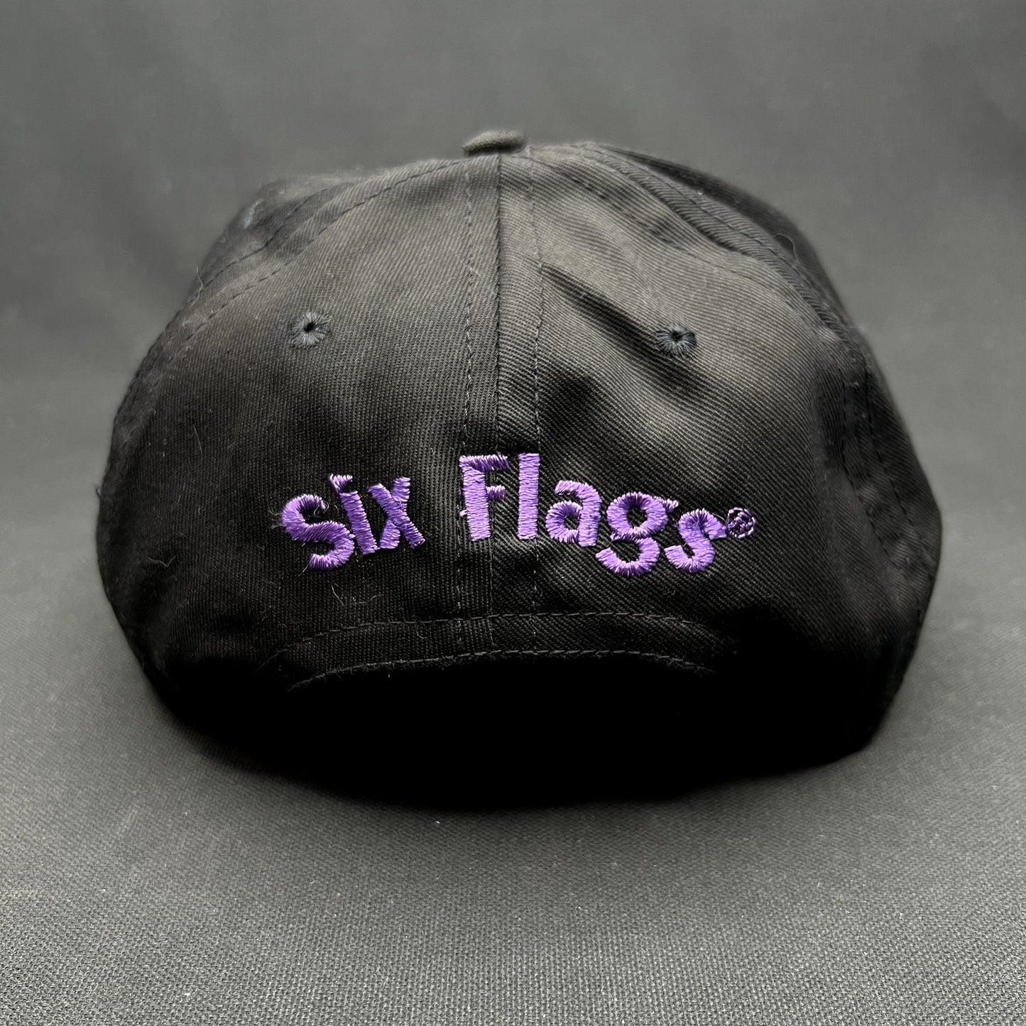 Vintage 90s Six Flags Thrill Seeker Snapback Hat Black USA