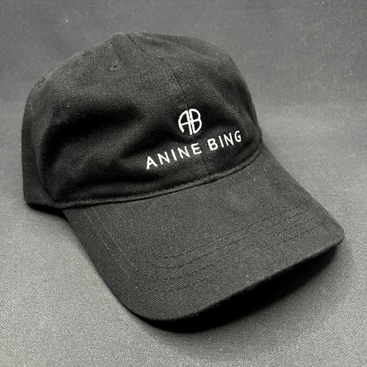 Anine Bing Sport Logo Strapback Hat Black Designer Cotton Dad Cap One Size
