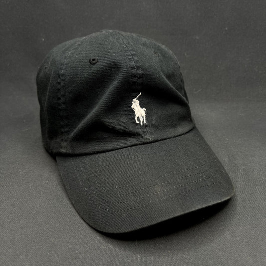 Polo Ralph Lauren Black Strapback Hat White Pony Logo Classic Sport Adjustable