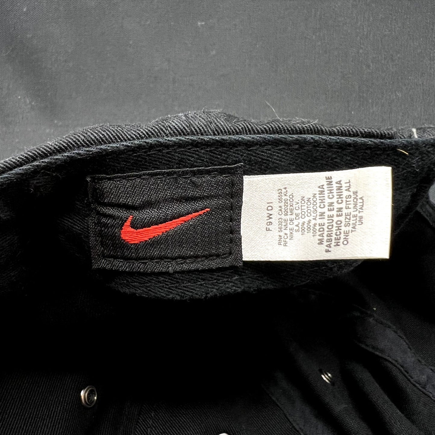 Vintage Nike Soccer Shield Strapback Hat Black Swoosh Cap Y2K
