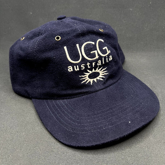 Vintage UGG Australia Strapback Hat Navy Blue Embroidered Logo Cotton Adjustable