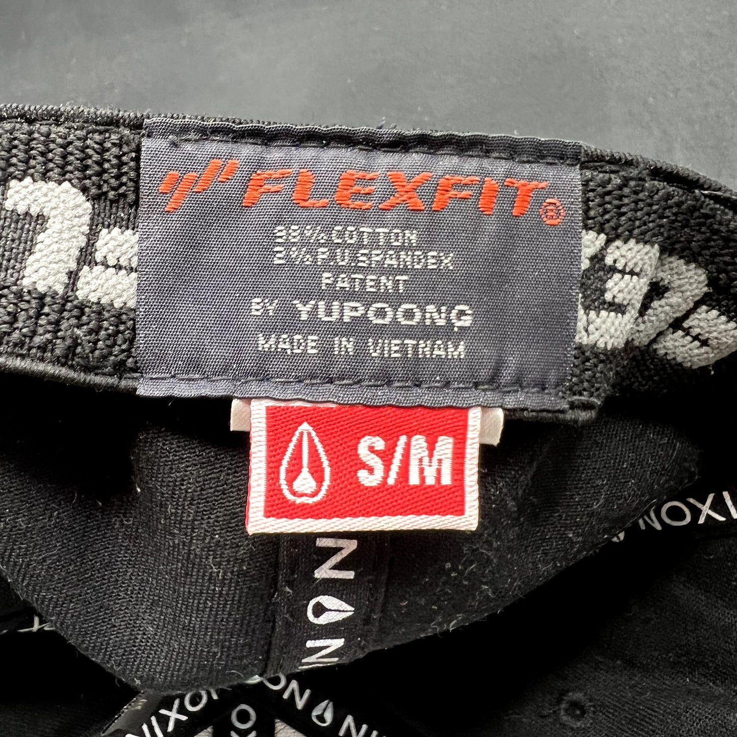 Nixon Watches Flexfit Hat Black White Logo Fitted S/M Cap