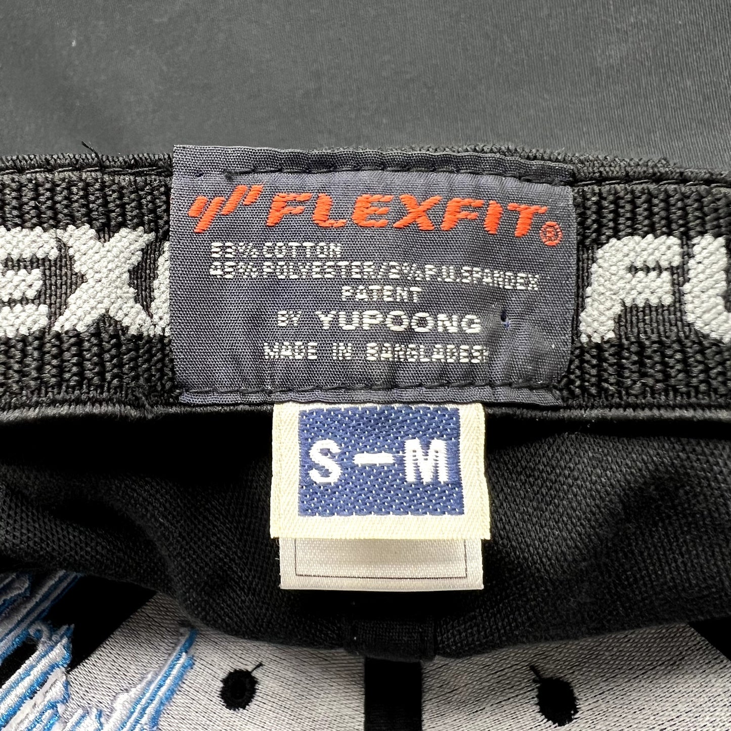 Y2K Hurley Flexfit Hat Black Blue White S/M Stretch Fit Cap