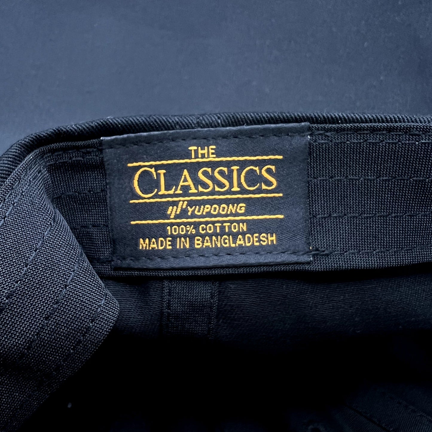 Atlantic Script Logo Strapback Hat Black Yupoong Classics Dad Cap