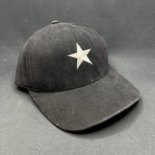 Vintage Made in USA Black Star Embroidered Snapback Hat Plain Minimalist Cap