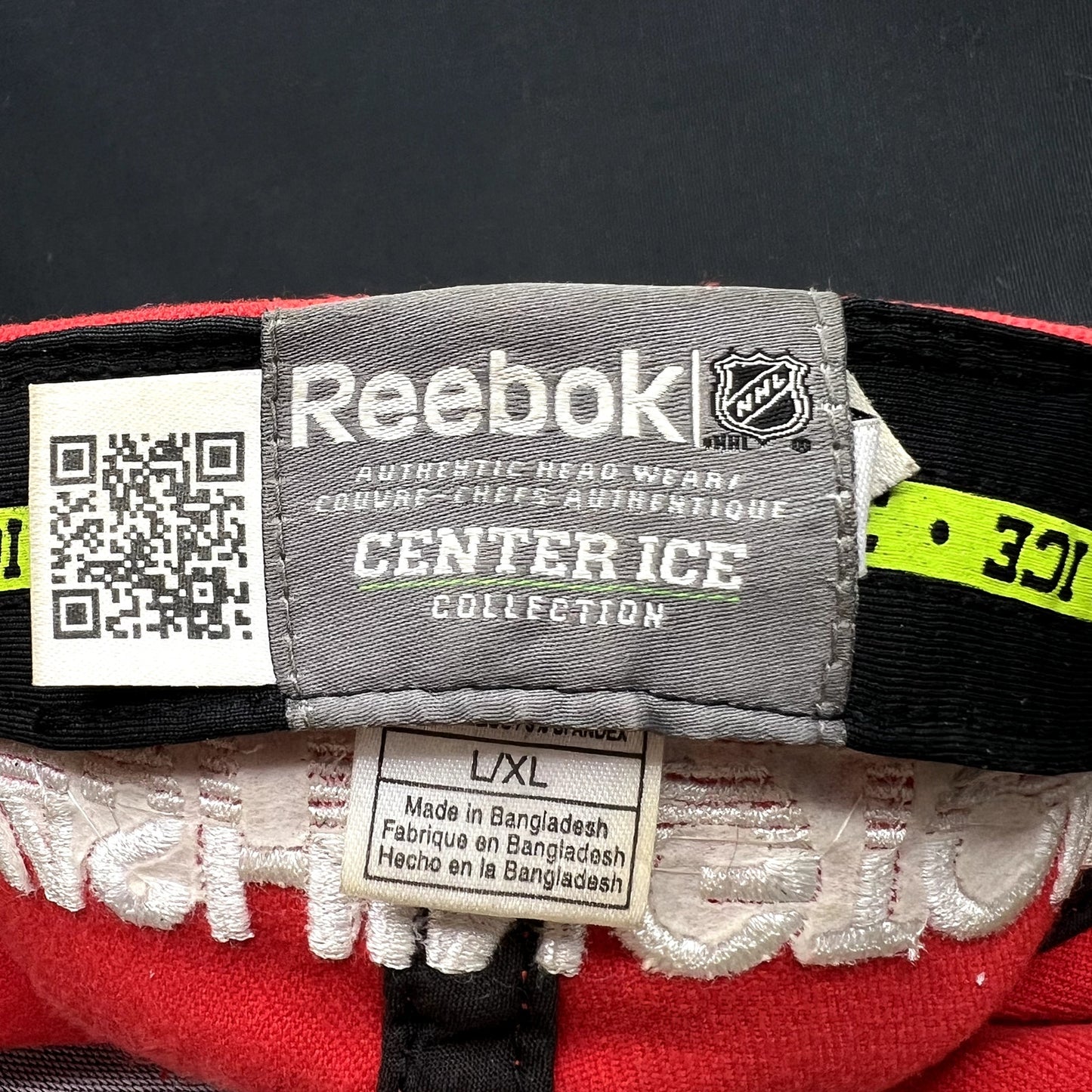 Washington Capitals Reebok Center Ice Fitted Hat L/XL NHL Red Gray