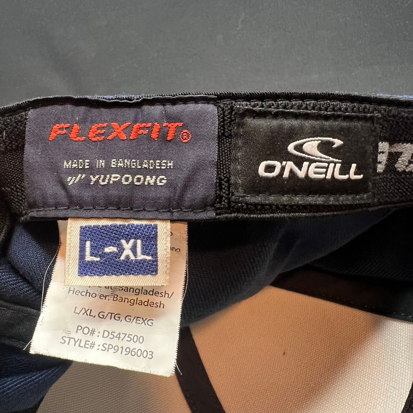 Y2K O’Neill Wave Logo Flexfit Hat Blue White L/XL Surf Cap Oneil
