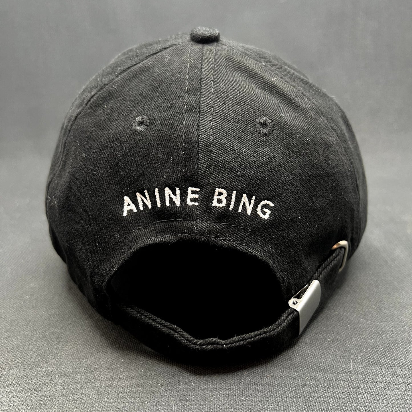 Anine Bing Sport Logo Strapback Hat Black Designer Cotton Dad Cap One Size