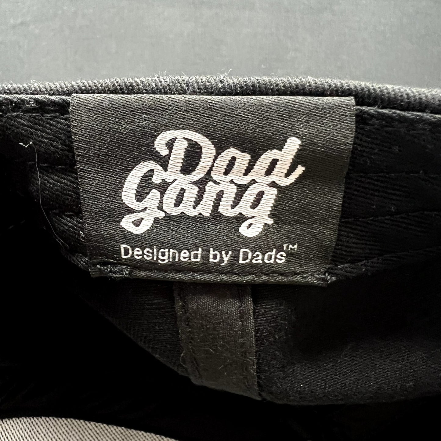 Dad Gang Designed by Dads Black Snapback Hat Script Logo Adjustable Cap
