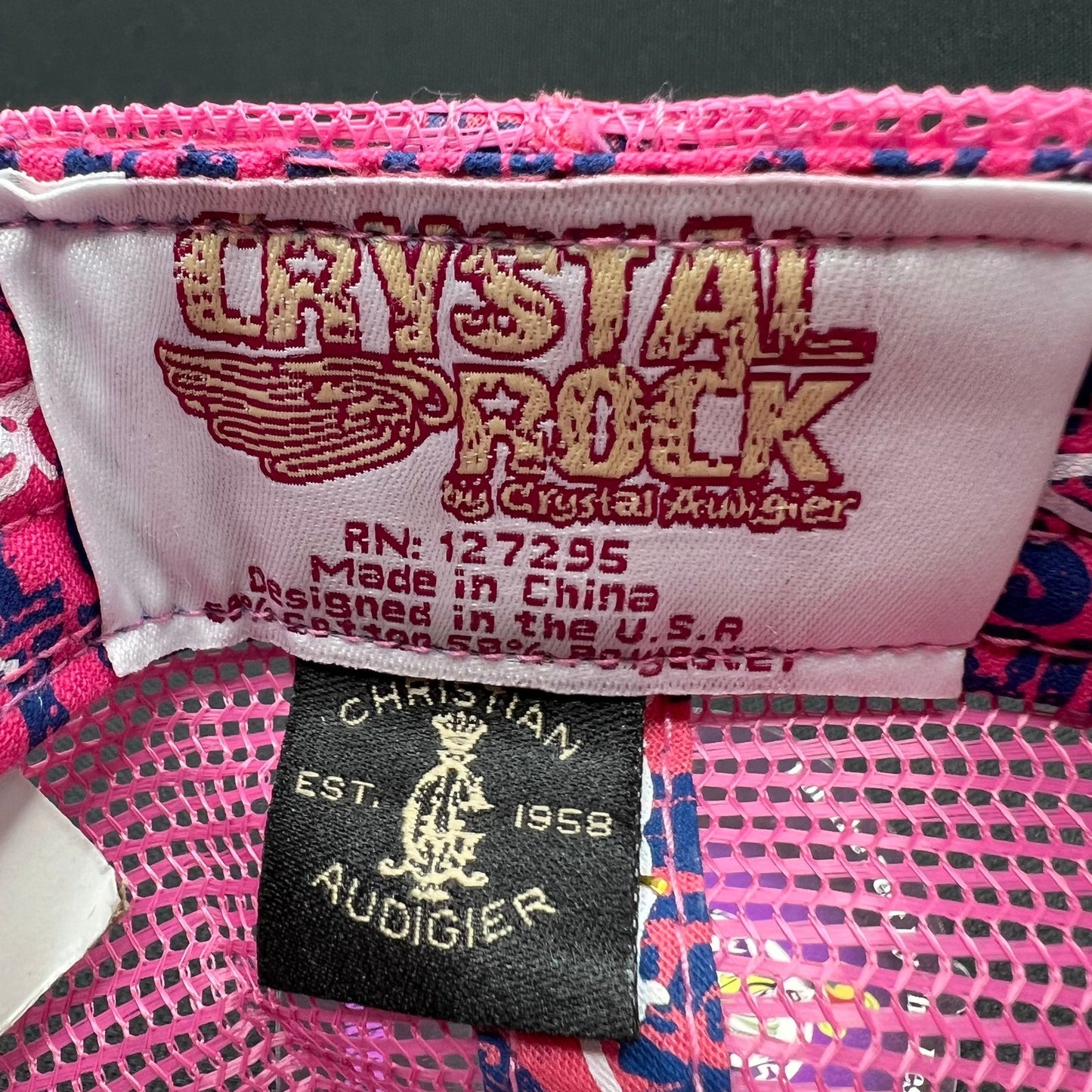 Crystal Rock Christian Audigier Pink Rhinestone Trucker Snapback Hat