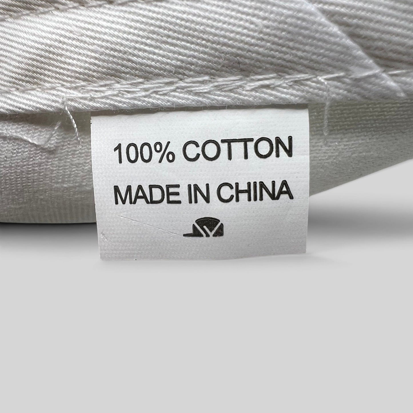 Raree Finds white cotton hat interior care label showing 100 percent cotton and made in China text