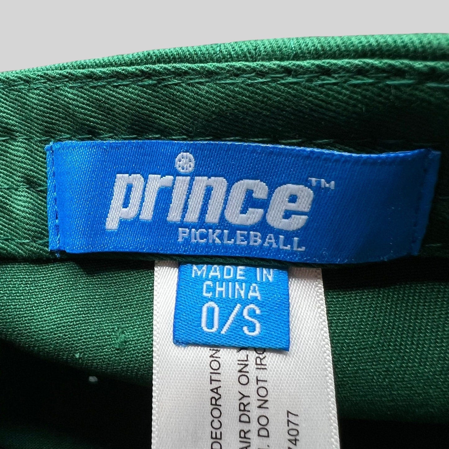 Raree Finds Prince Pickleball green cap interior brand label and size tag