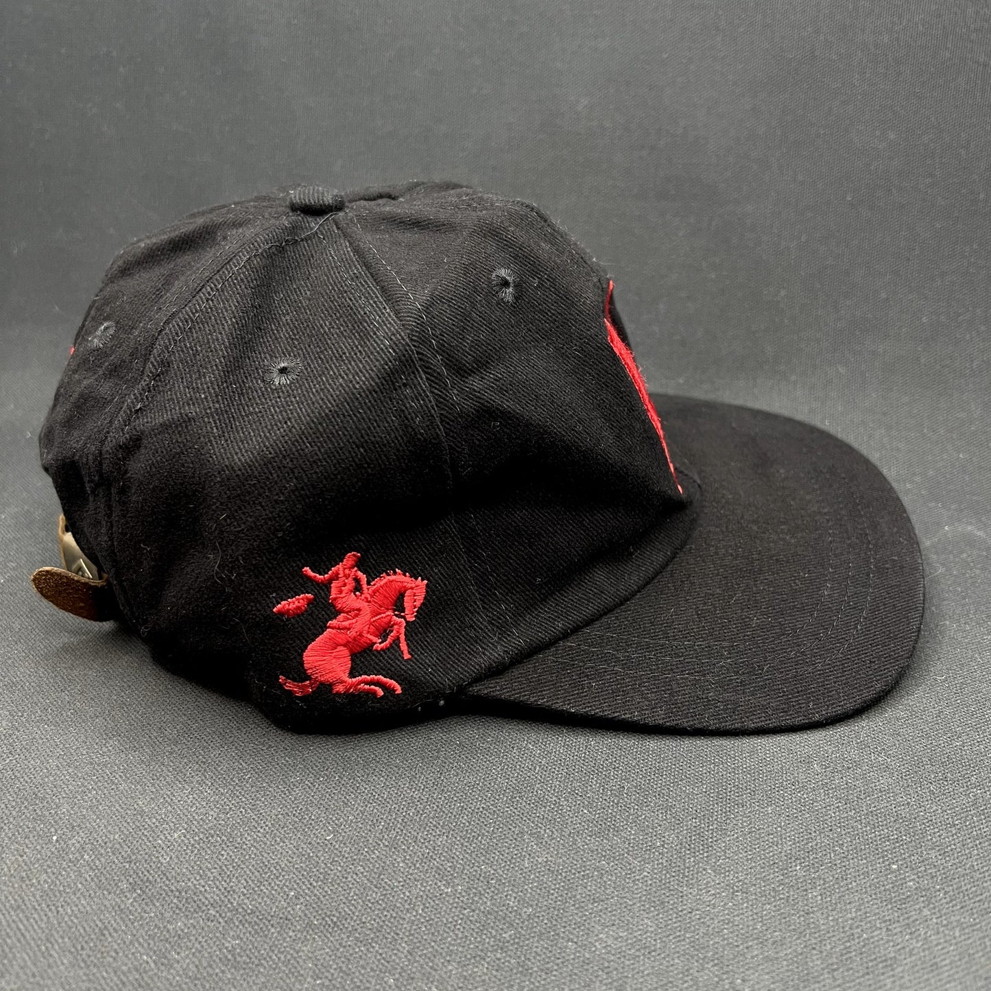 Vintage Marlboro Strapback Hat Black Leather Strap Tobacco Cap