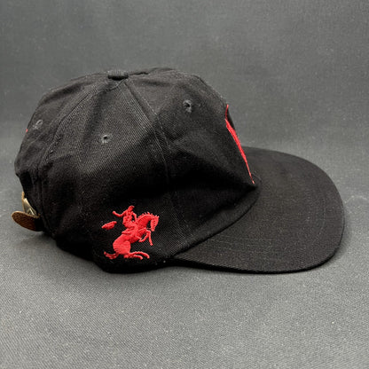 Vintage Marlboro Strapback Hat Black Leather Strap Tobacco Cap
