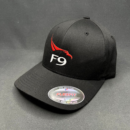 SpaceX Falcon 9 Flexfit Hat Black Red F9 Logo Official S/M SpaceX Employee
