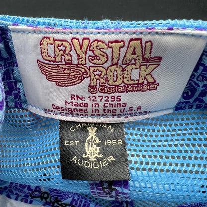 Crystal Rock Christian Audigier Blue Rhinestone Trucker Snapback Hat