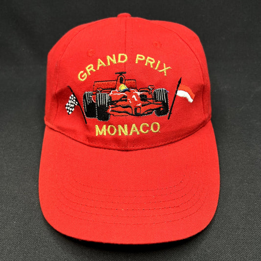 Vintage Monaco Grand Prix Formula 1 Strapback Racing Hat Red