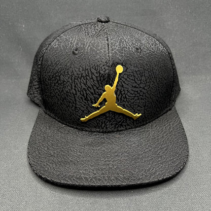 Youth Jordan Jumpman Elephant Print Snapback Black Gold Hat