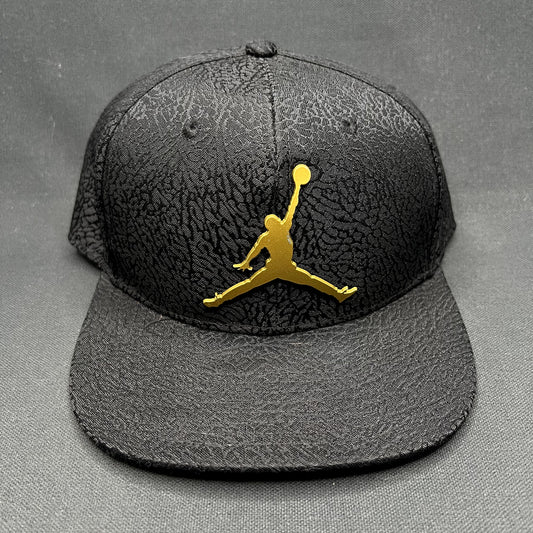 Youth Jordan Jumpman Elephant Print Snapback Black Gold Hat