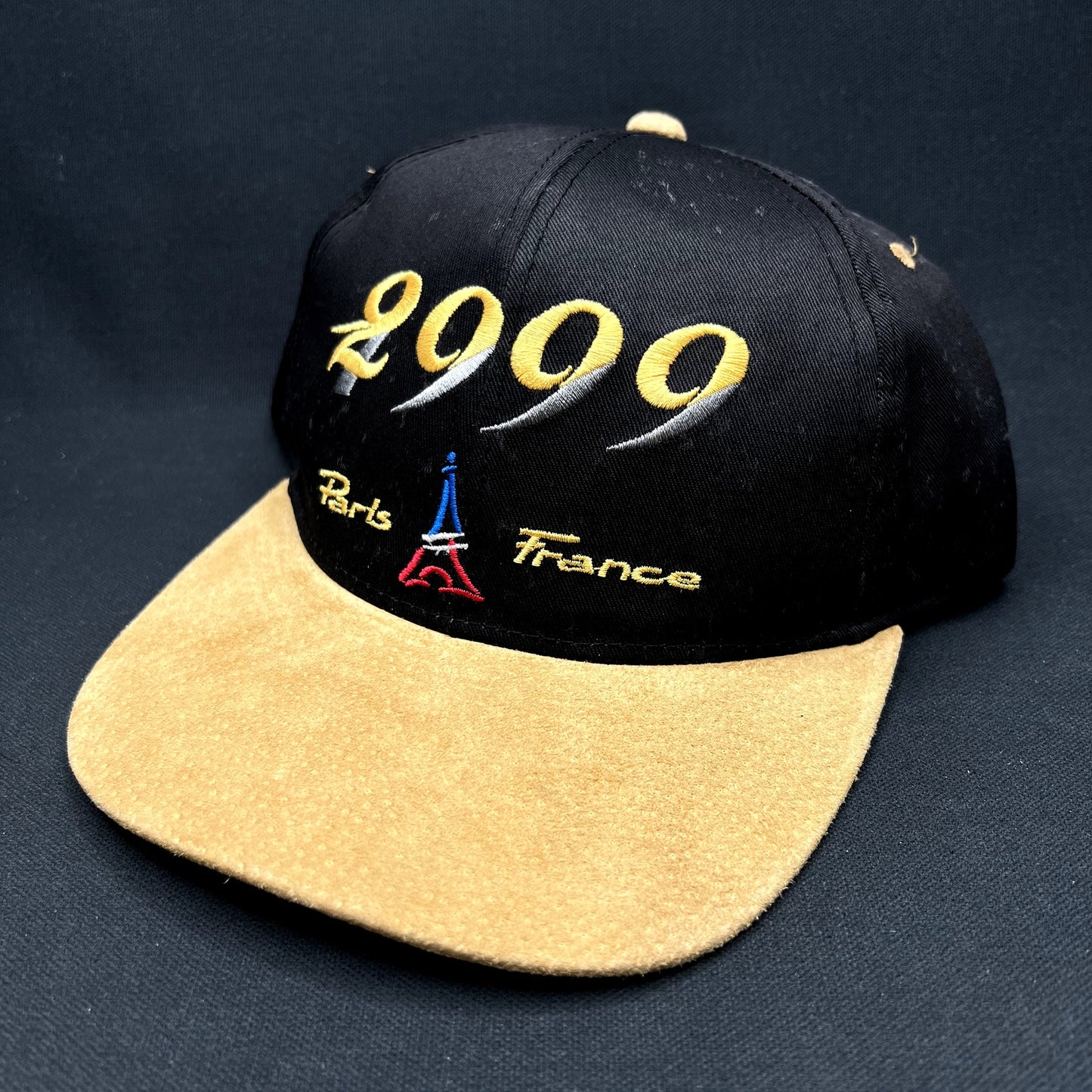 Vintage Y2K 2000 Paris France Snapback Hat Suede Brim