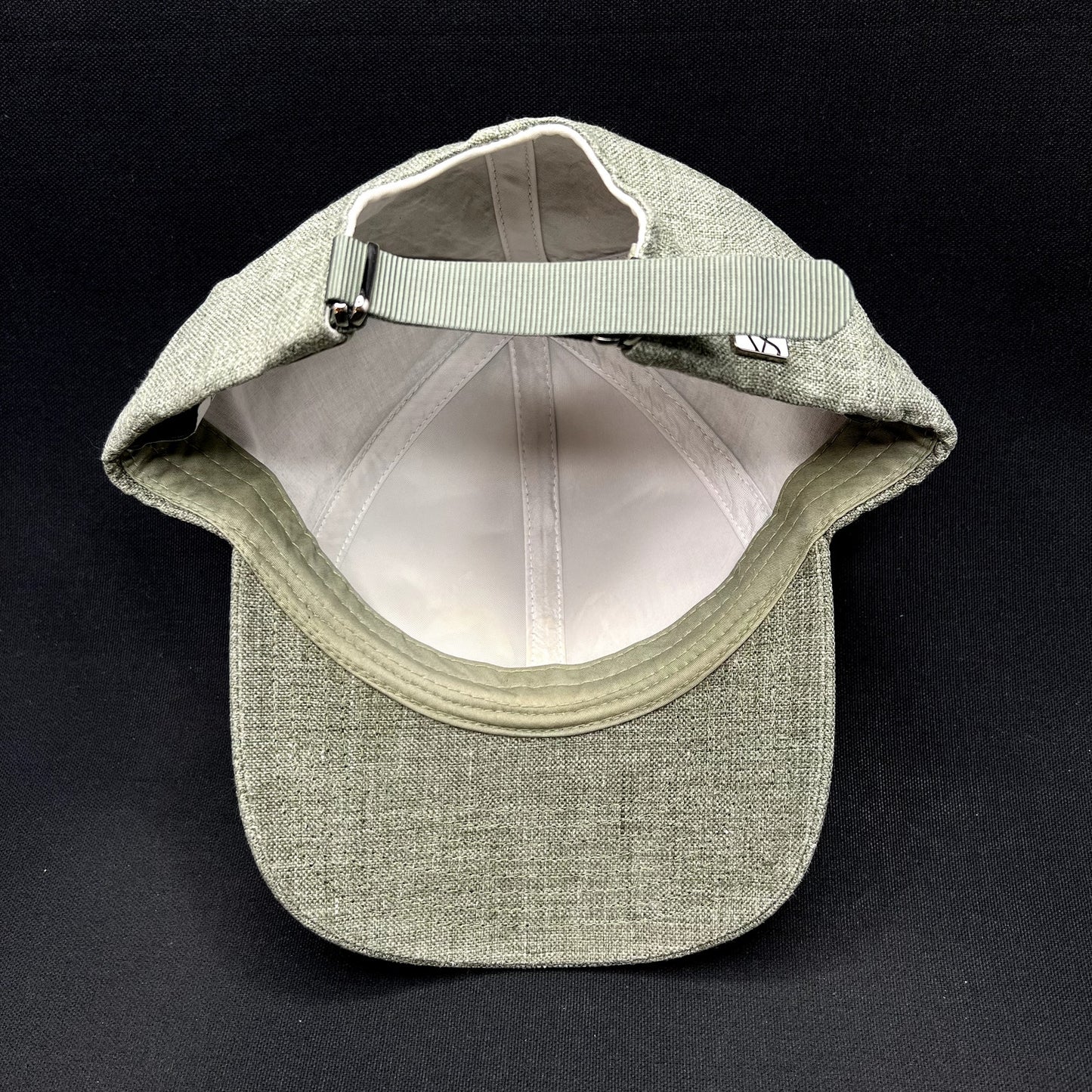 Angelico Italian Linen Strapback Cap Sage Green Made in Italy Luxury Hat