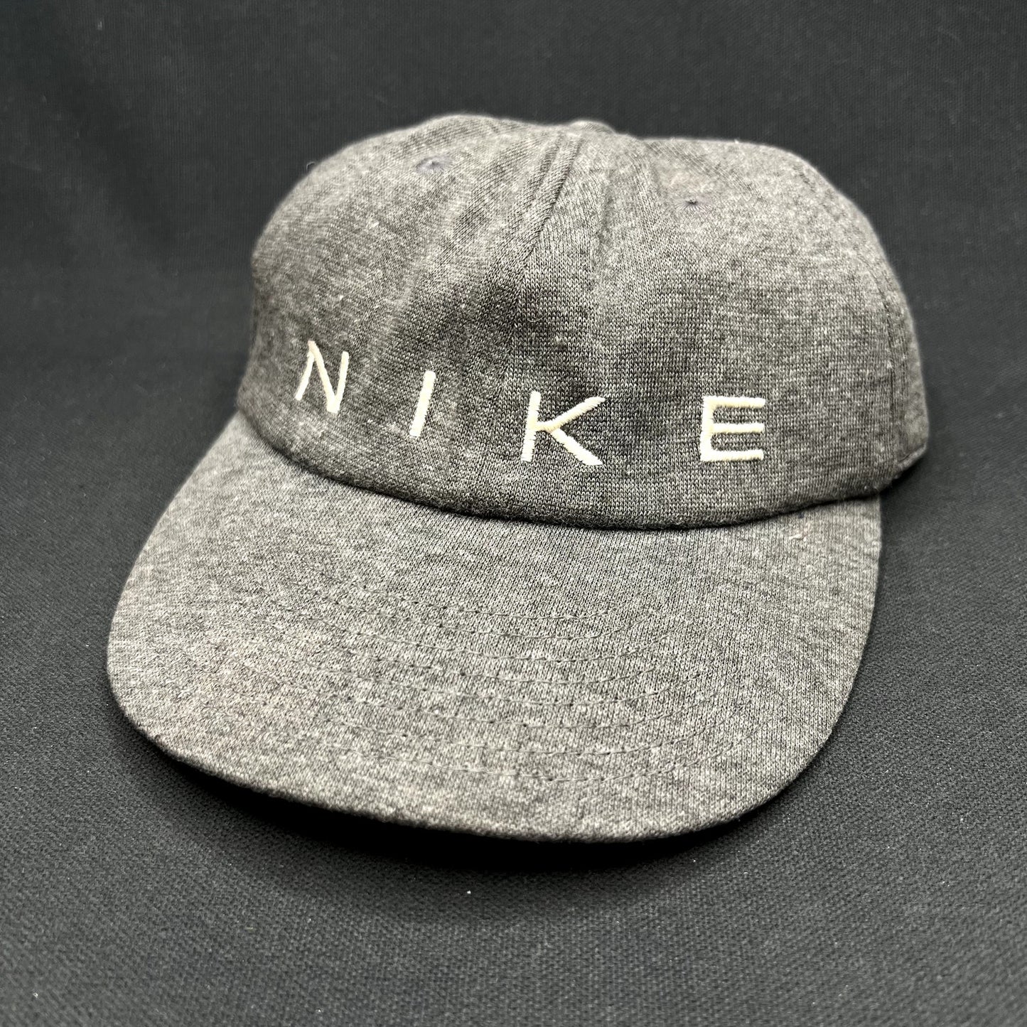 Vintage Nike Flex Strapback Hat Gray Minimal Spellout Cap Y2K