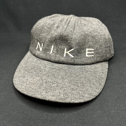 Vintage Nike Flex Strapback Hat Gray Minimal Spellout Cap Y2K