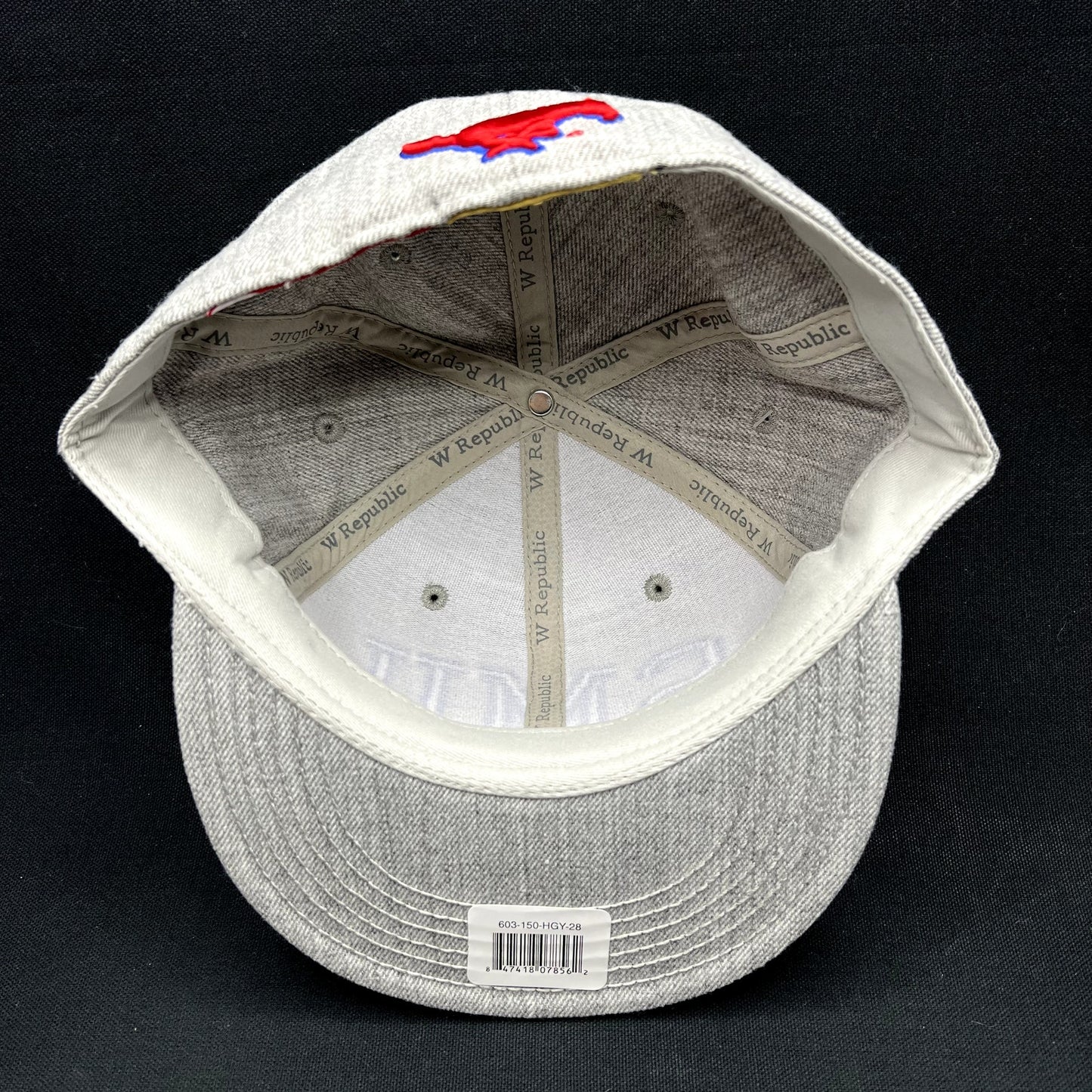 SMU Mustangs Heather Gray Fitted Hat 7 5/8 NCAA W Republic