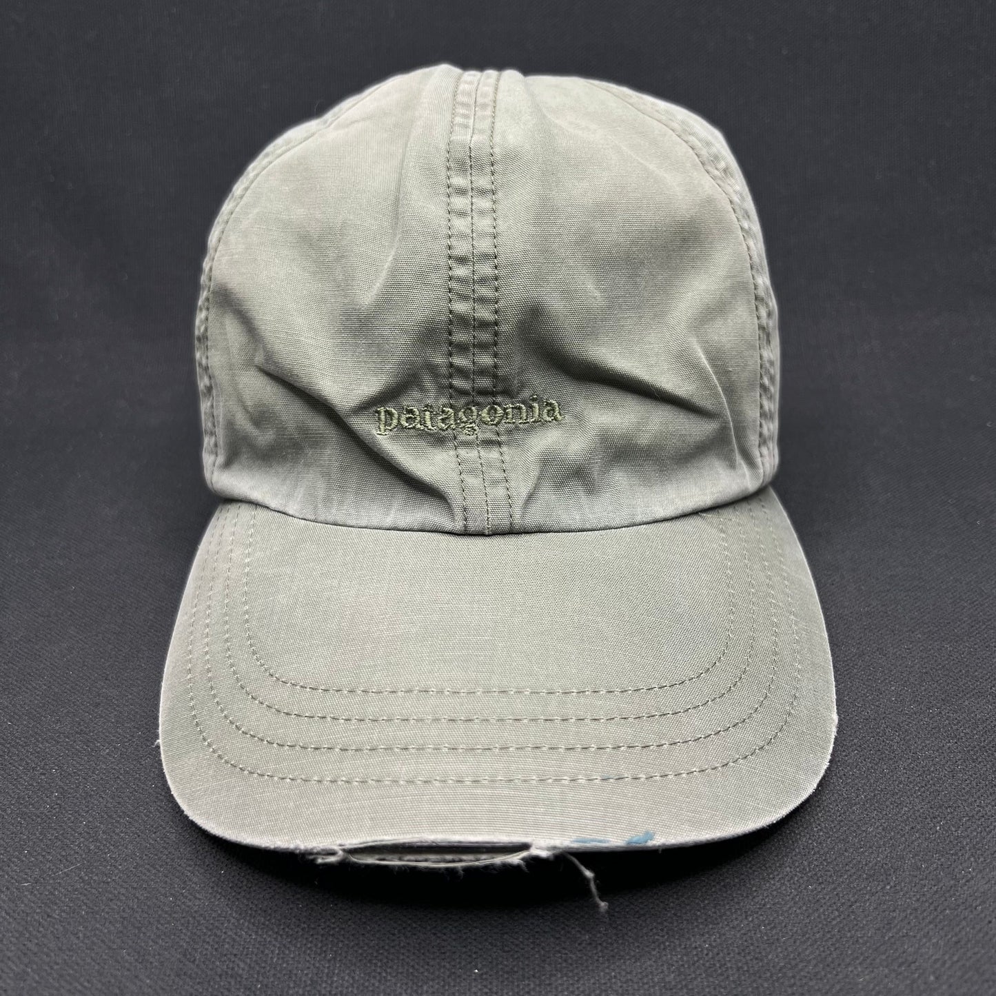 Patagonia Nylon Strapback Hat Green Distressed Bill Outdoor Cap L