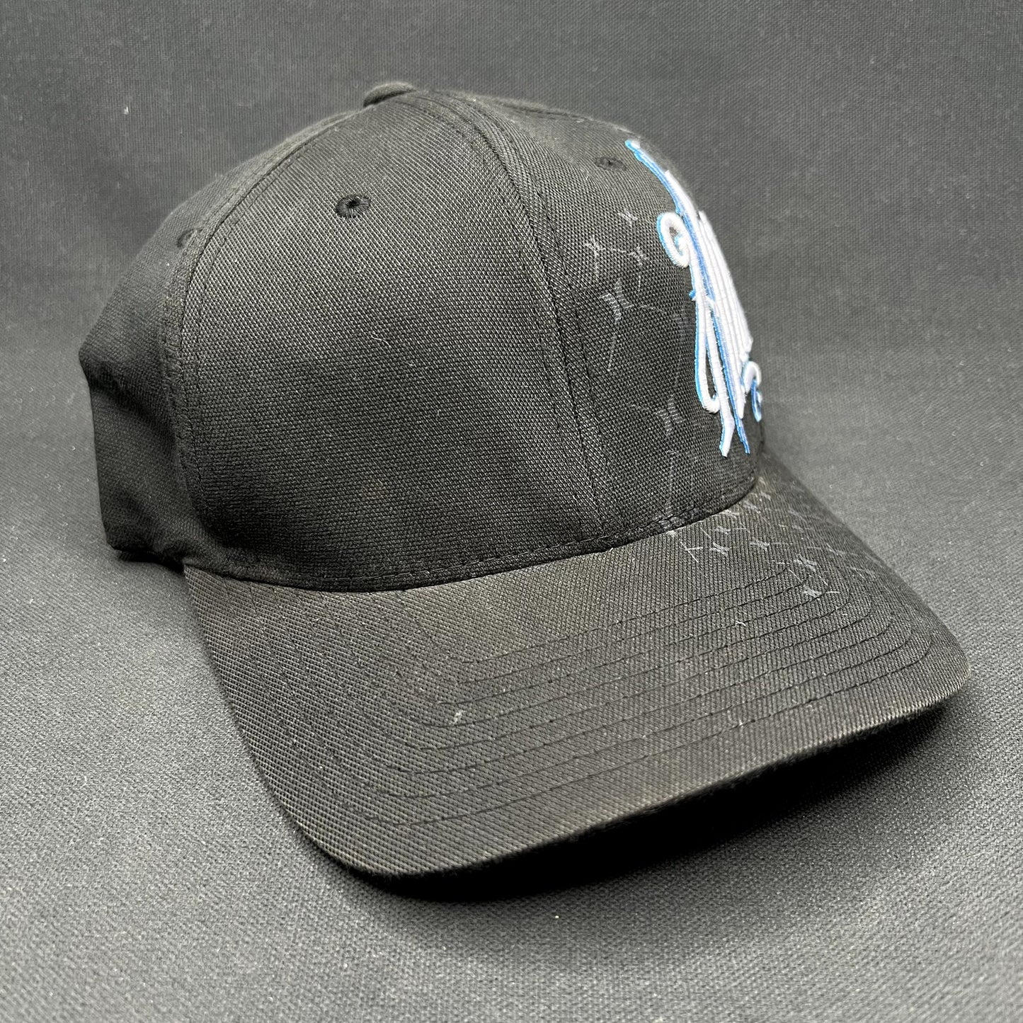 Y2K Hurley Flexfit Hat Black Blue White S/M Stretch Fit Cap