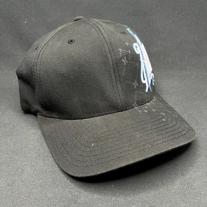 Y2K Hurley Flexfit Hat Black Blue White S/M Stretch Fit Cap