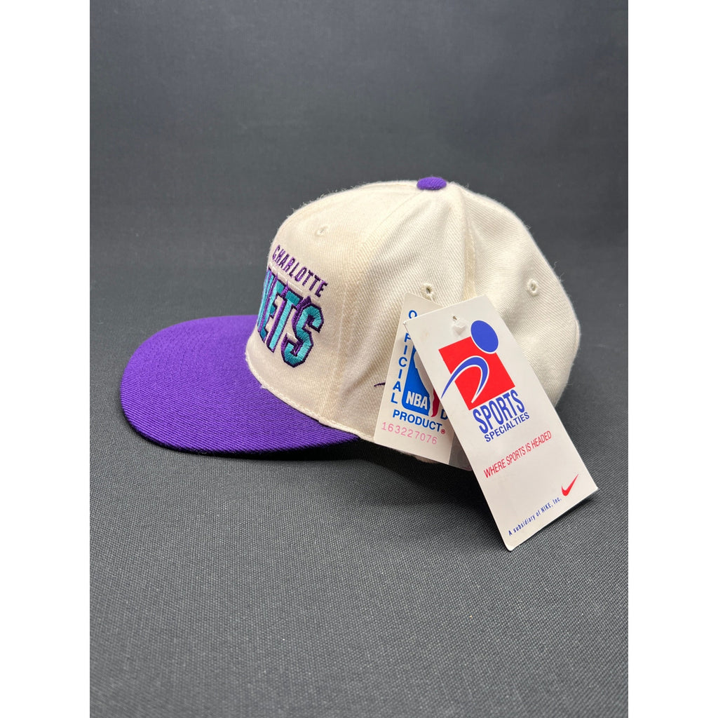 Vintage Charlotte Hornets Shadow Script Hat by Sports Specialties NWT