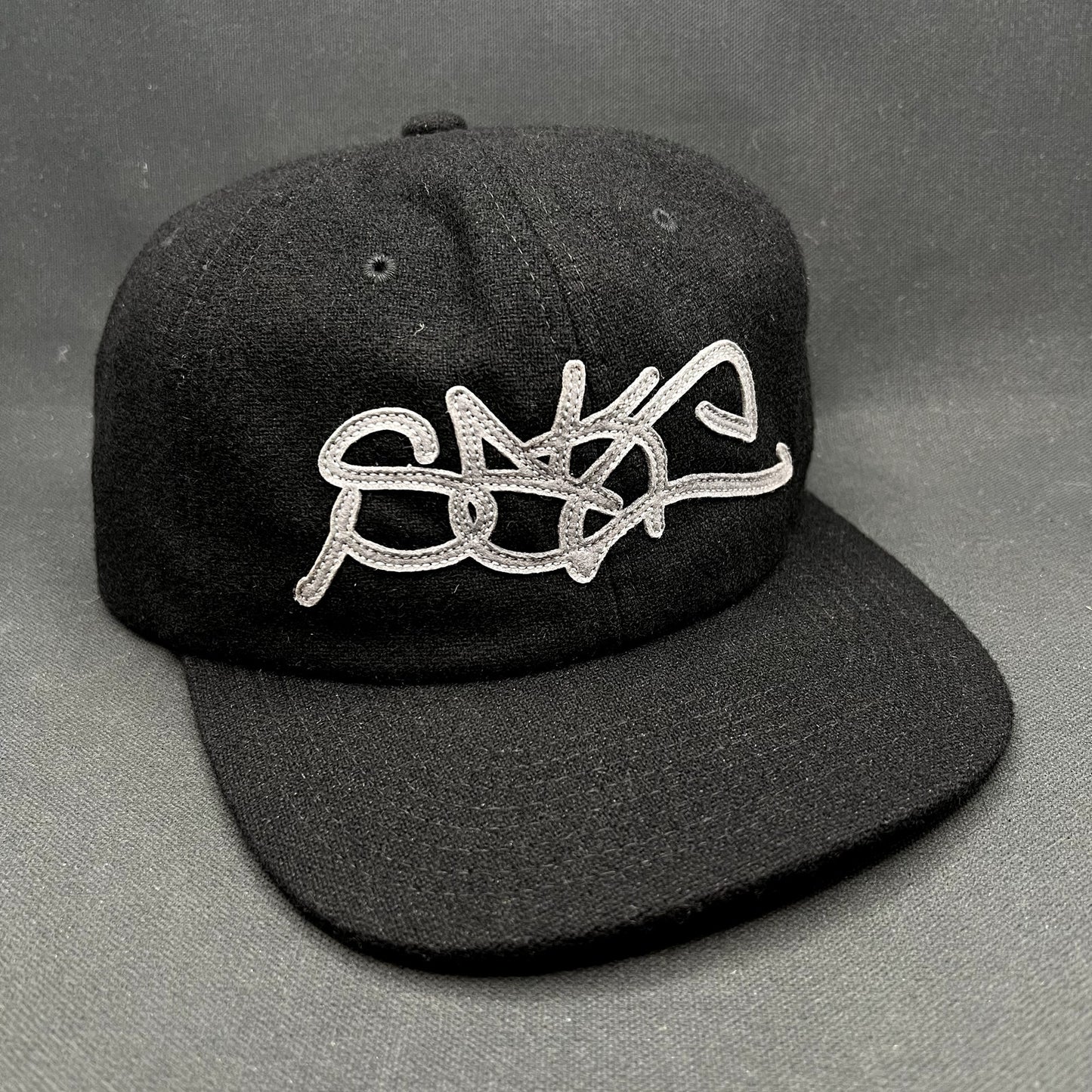 Sake Brand Script Logo Strapback Hat Black Streetwear Cap