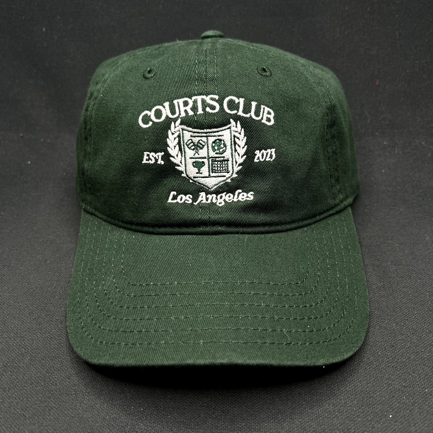 Courts Club Los Angeles Strapback Hat Green Tennis Club Crest USA Made