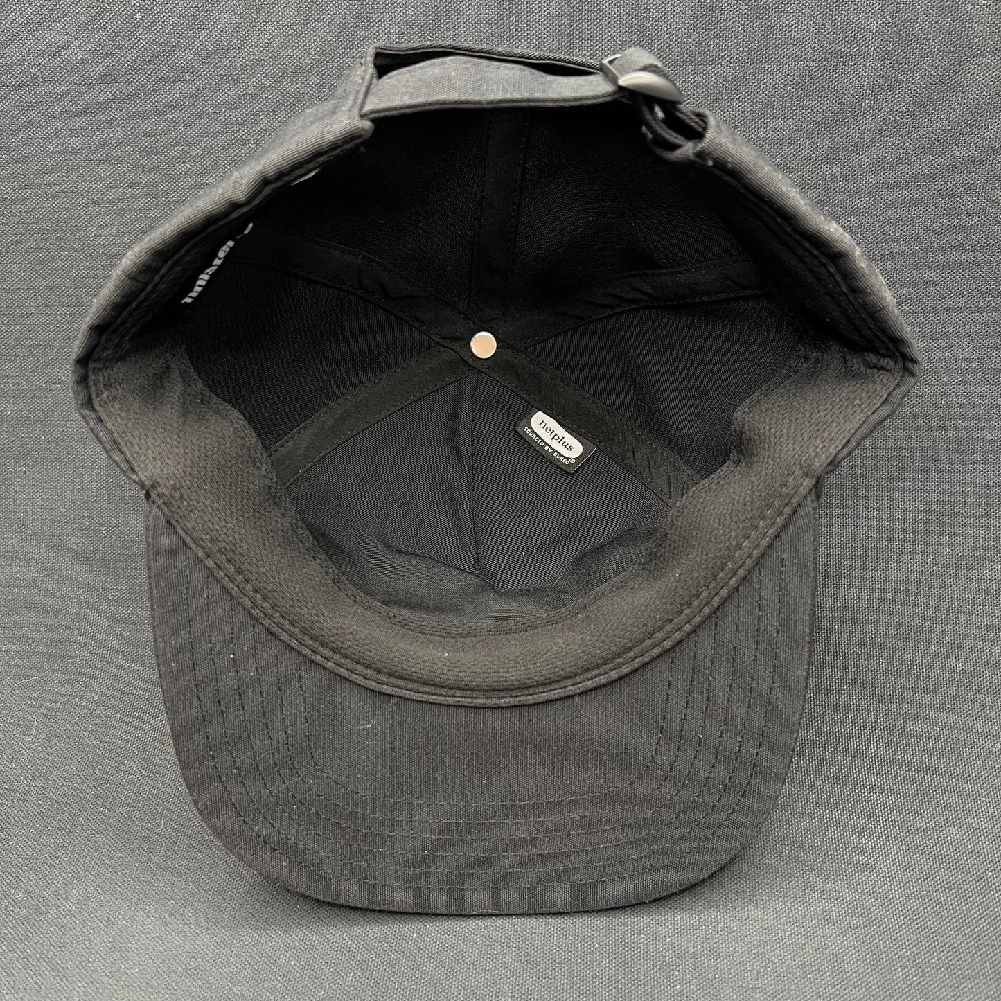 Finisterre 5 Panel Strapback Hat Black Recycled Canvas Patch Cap