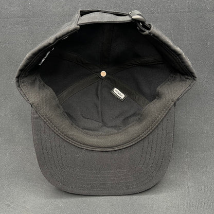 Finisterre 5 Panel Strapback Hat Black Recycled Canvas Patch Cap