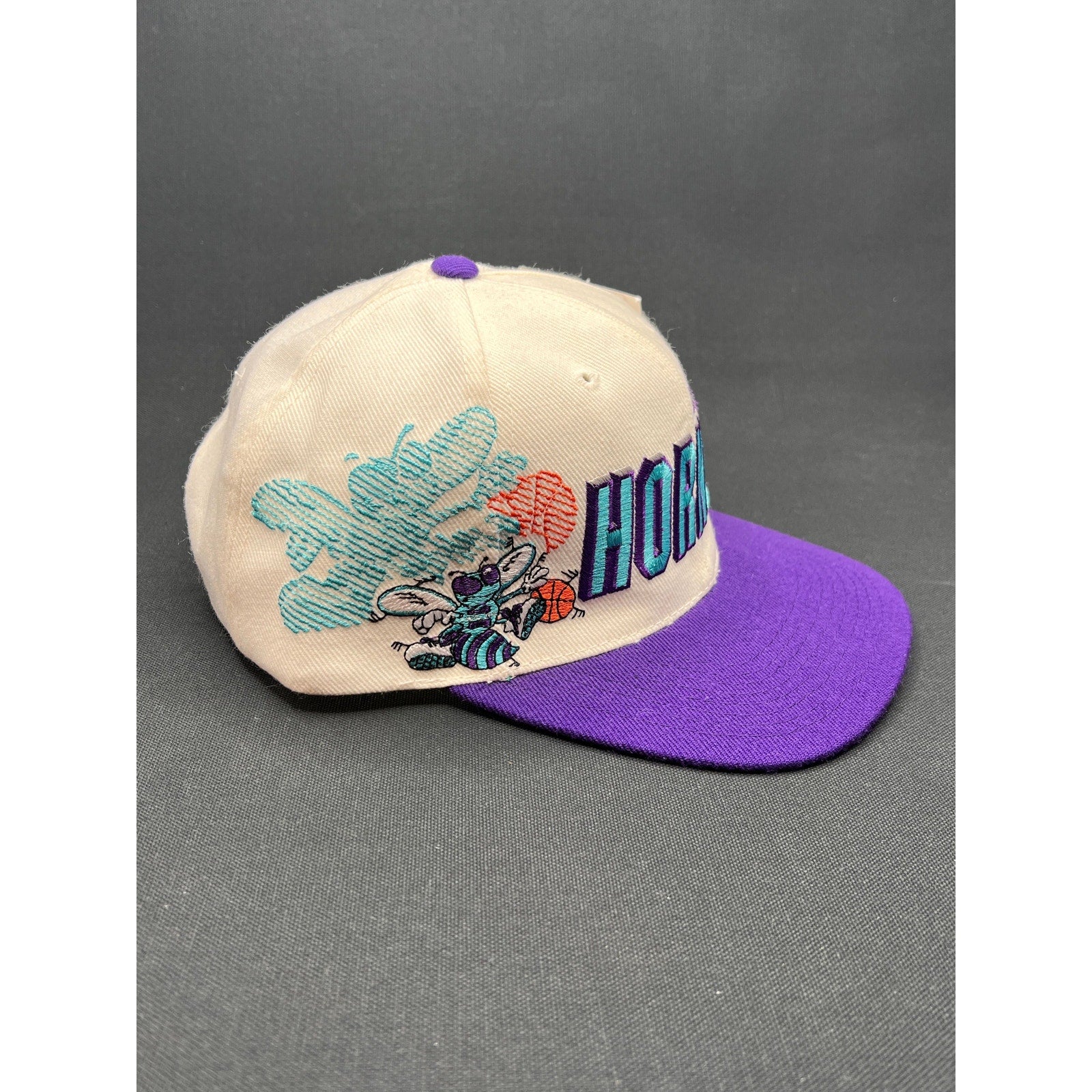 Vintage Charlotte Hornets Shadow Script Hat by Sports Specialties NWT