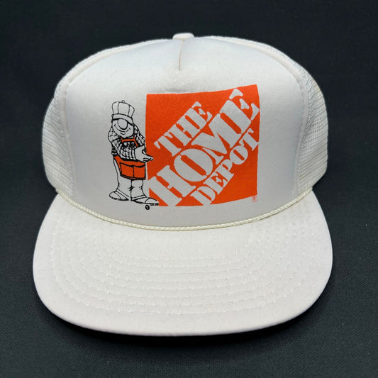 Vintage 80s Home Depot Trucker Snapback Hat Logo Patch USA Style