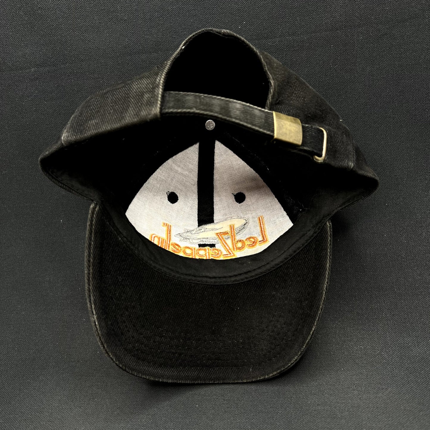 Vintage Led Zeppelin Airship Logo Strapback Hat Black Rock Band Cap 90s Style