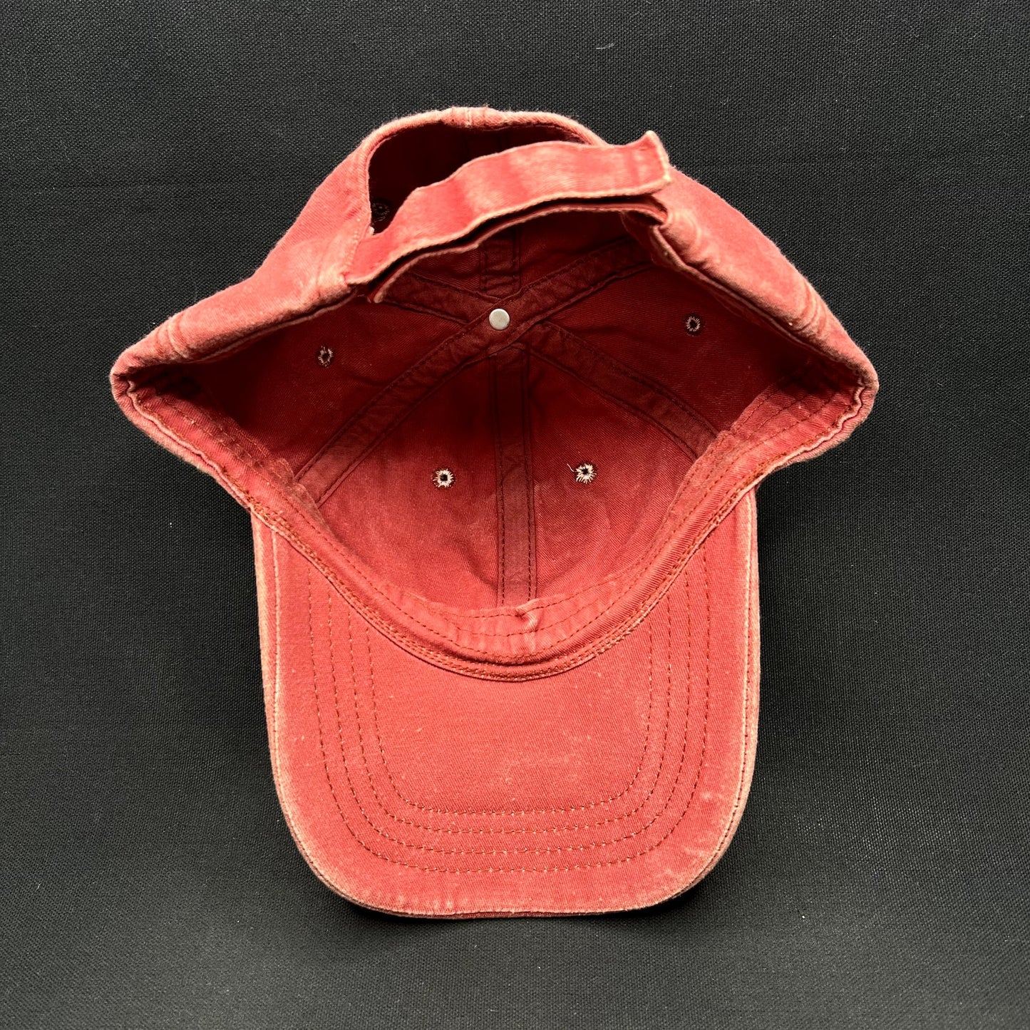 Vintage Retro Elk Deer Strapback Hat Distressed Red Washed Cotton Dad Cap