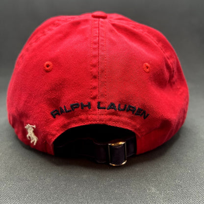 Polo Sport Ralph Lauren USA Flag Strapback Hat Red Spellout Cap