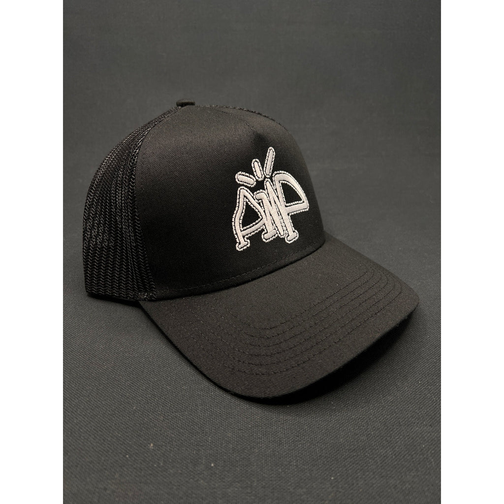 AMP Logo Black Mesh Trucker Hat – Adjustable Snapback